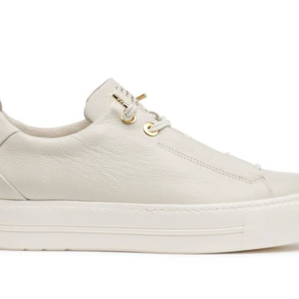 Paul Green Faye Ivory Leather Sneakers with Gold Accents Size 7.5 - Picture 4 of 12